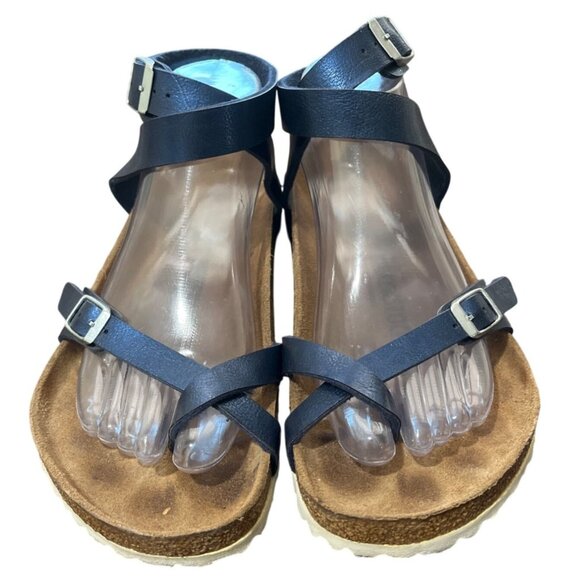 Birkenstock Yara Sandals Metallic Blue Ankle Strap Toe Loop Size EU 40 / US 9 - Picture 5 of 9